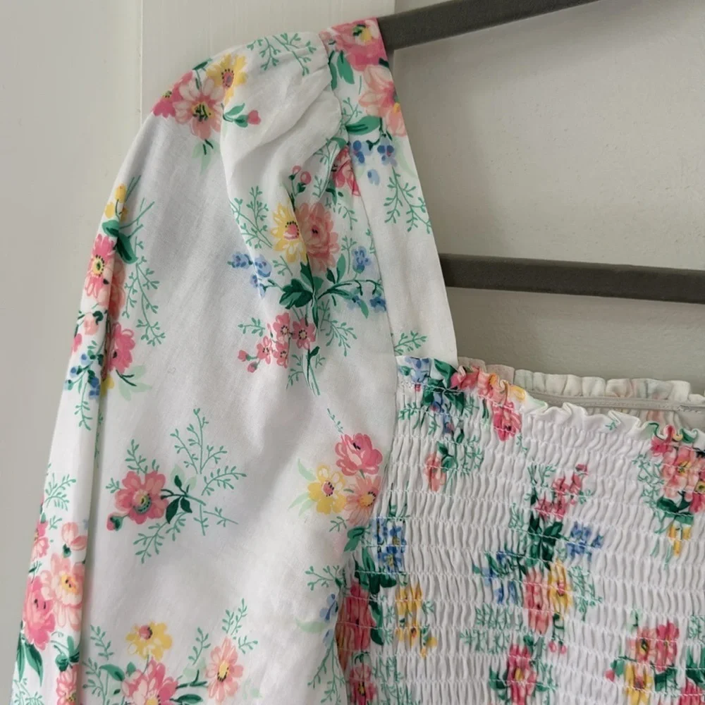 NWT Janie And Jack Floral Smocked Romper Size 18